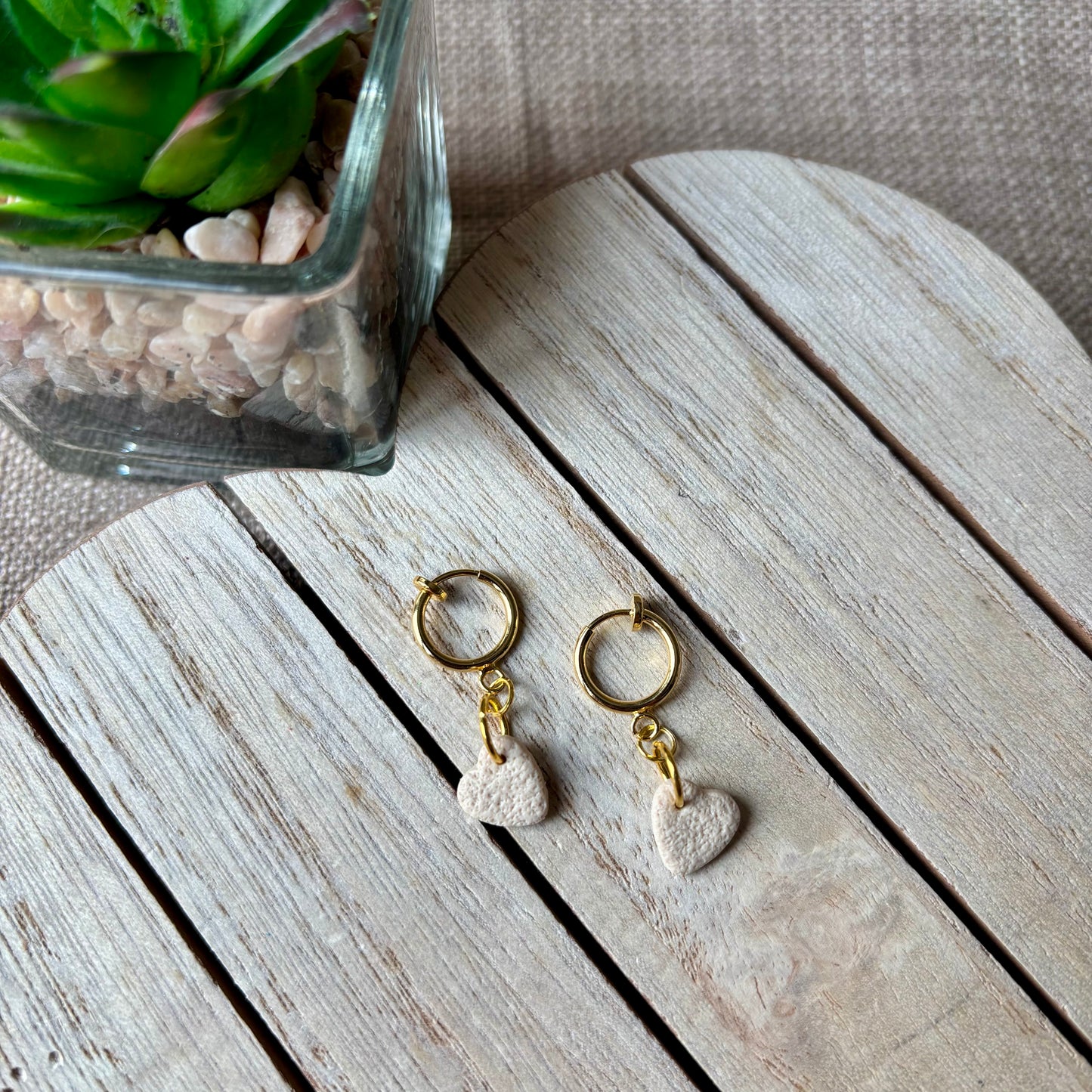 Clip on heart hoops