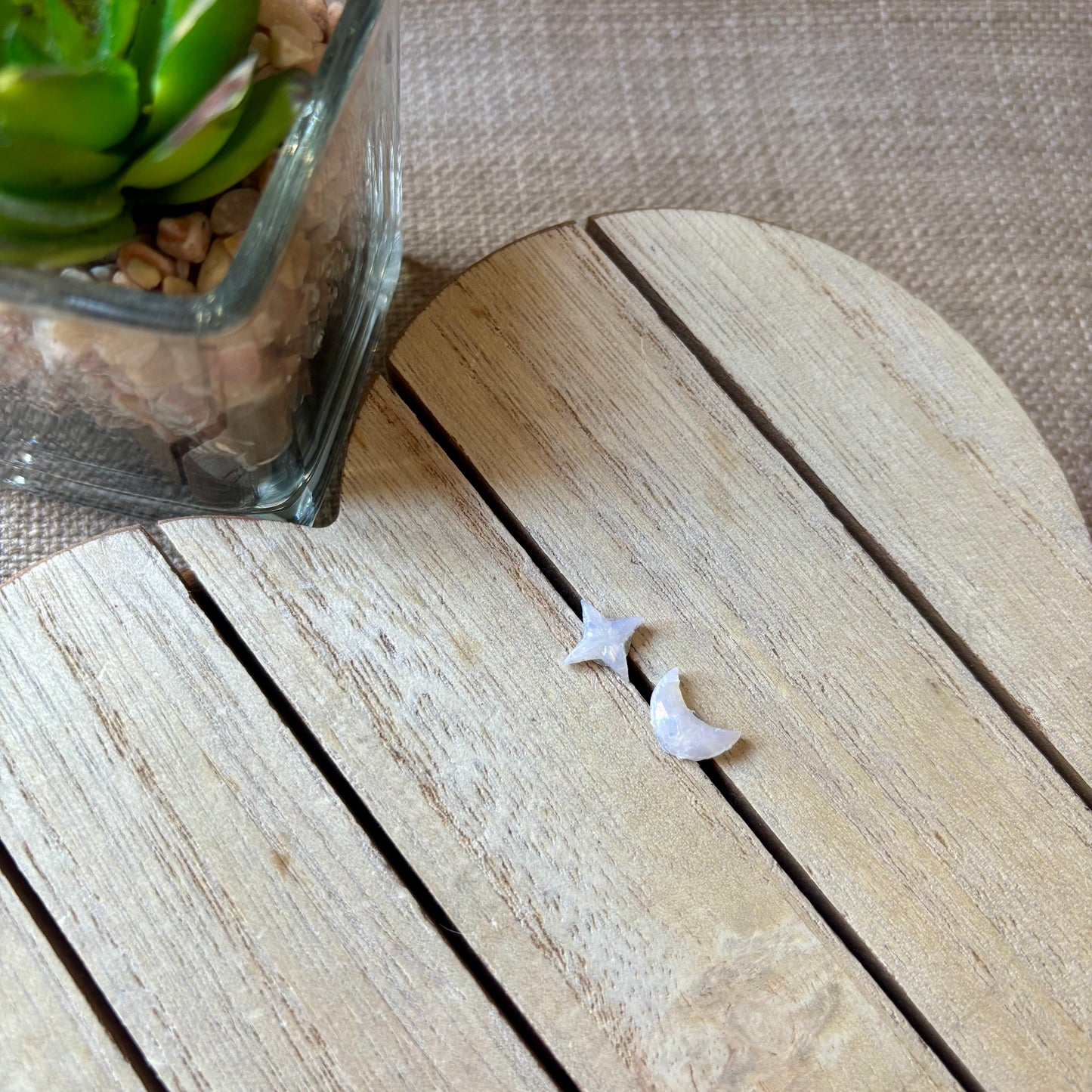 Opal moon/star studs