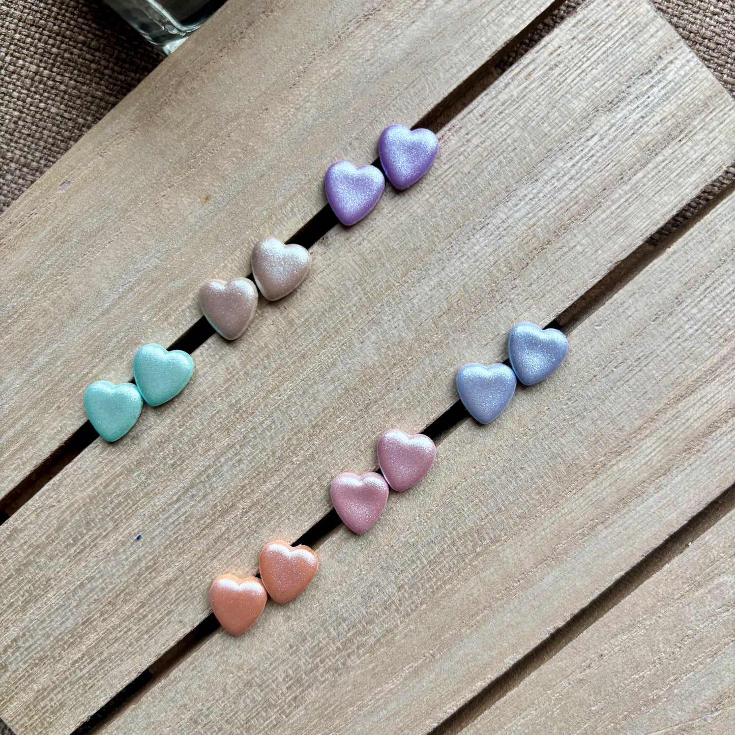 Iridescent heart studs