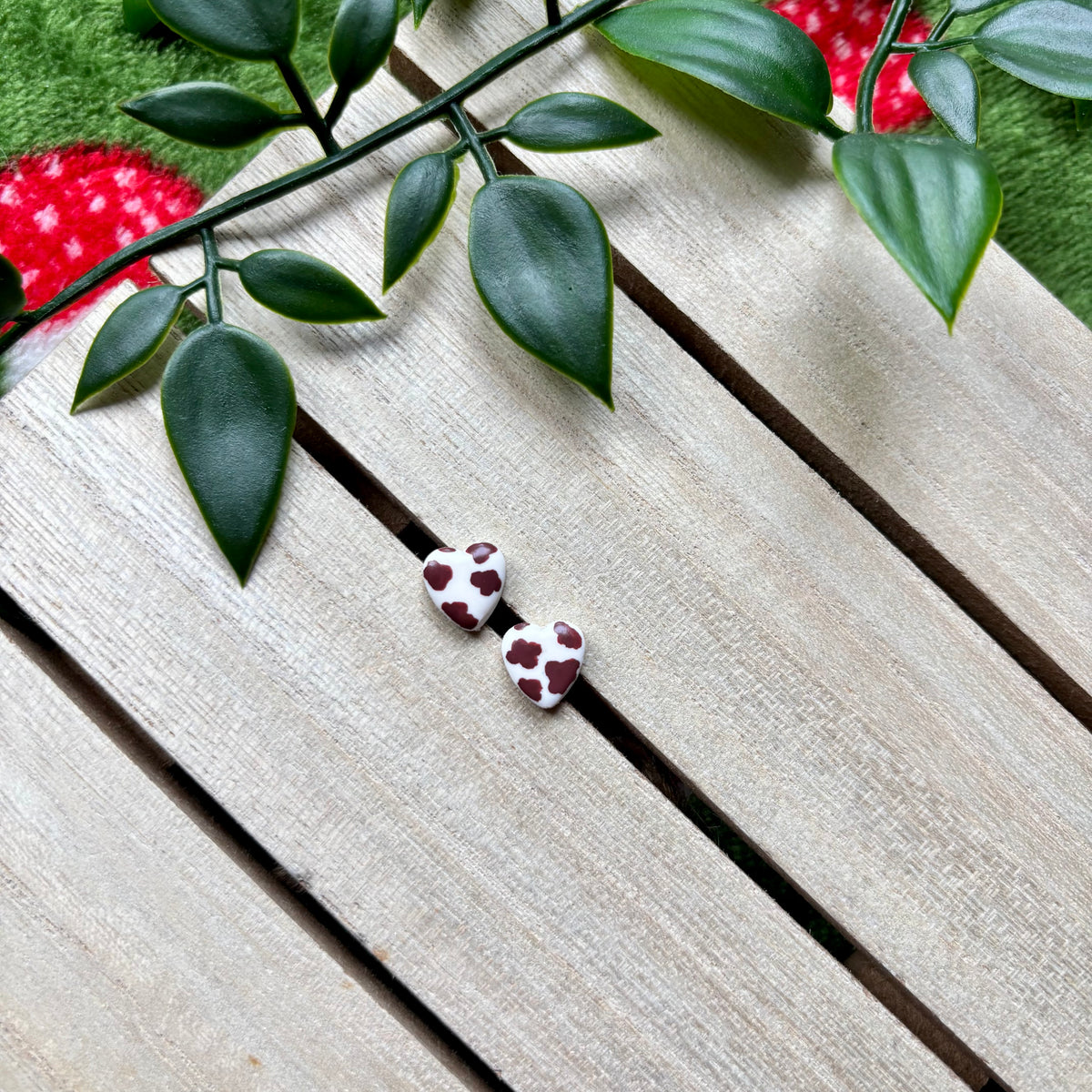 Cow print studs