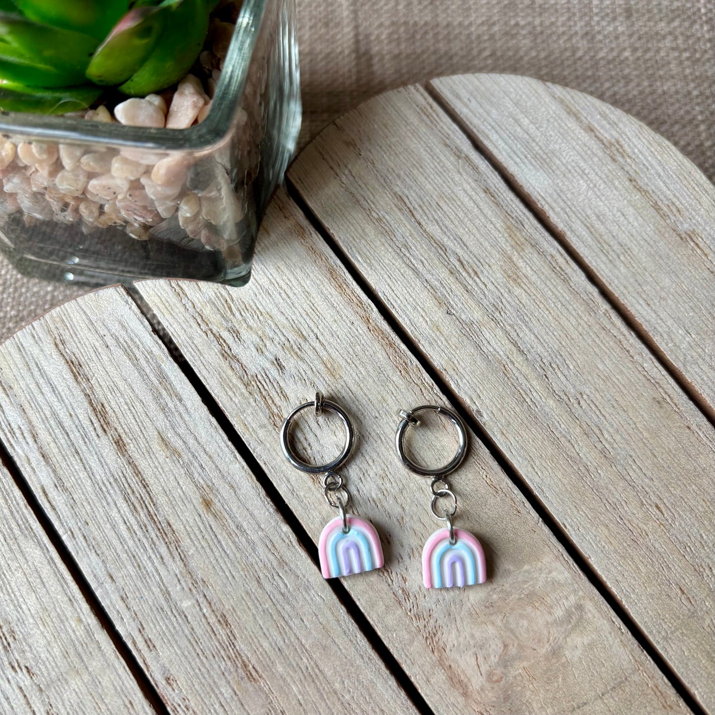 Clip on rainbow hoops