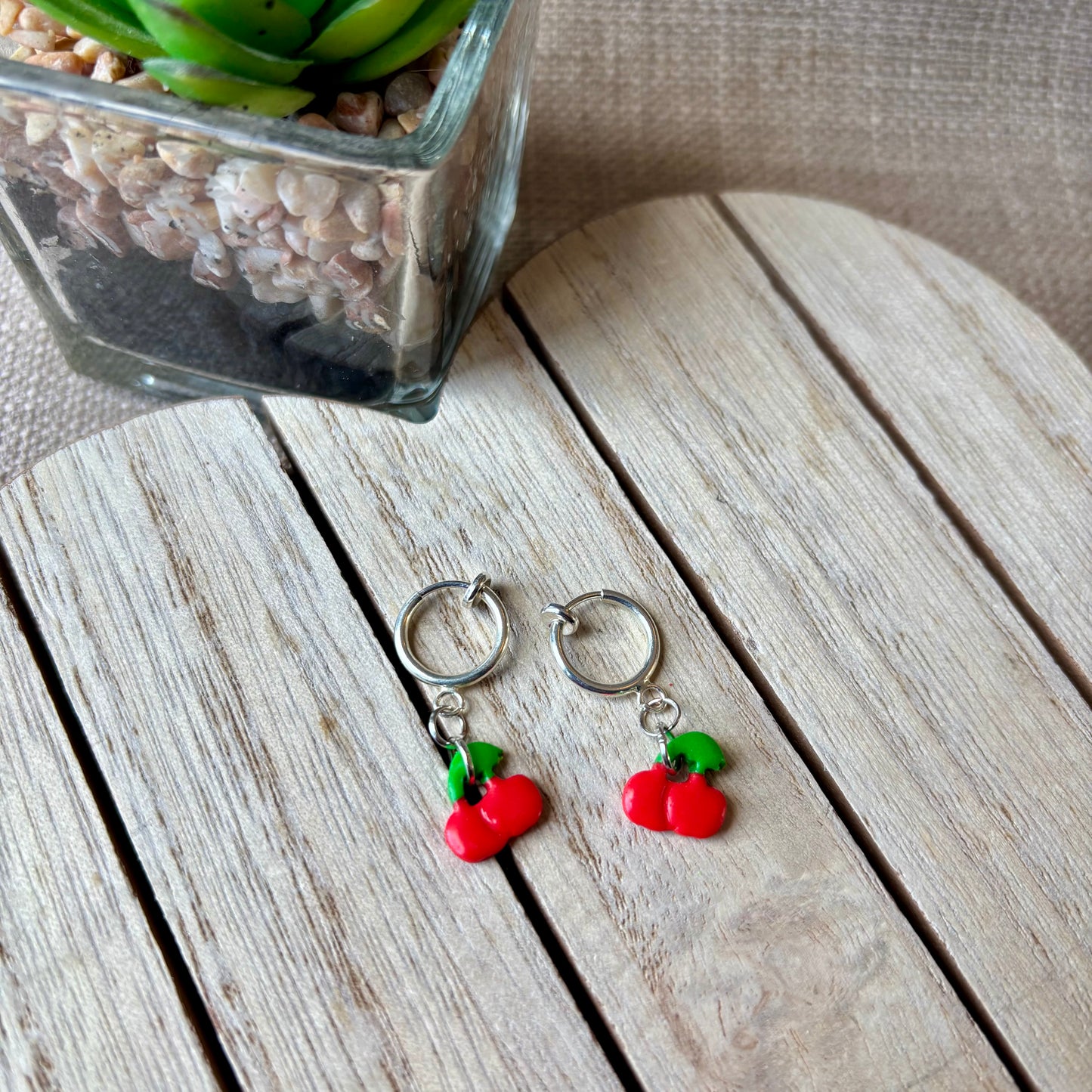 Cherry CLIP ON hoops