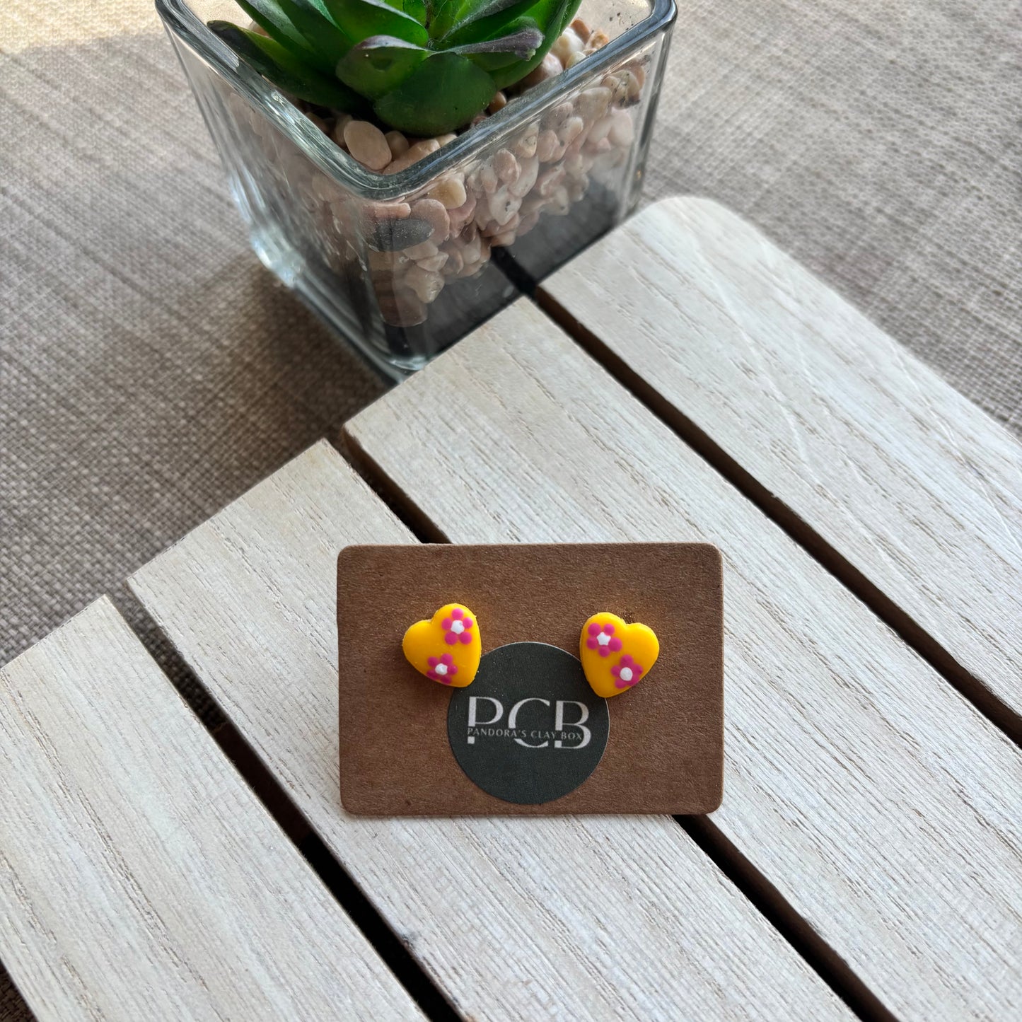 Yellow heart studs
