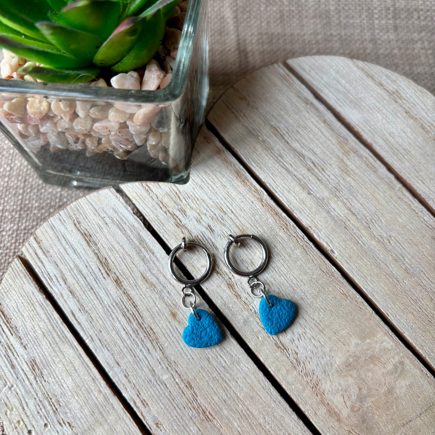 Clip on heart hoops