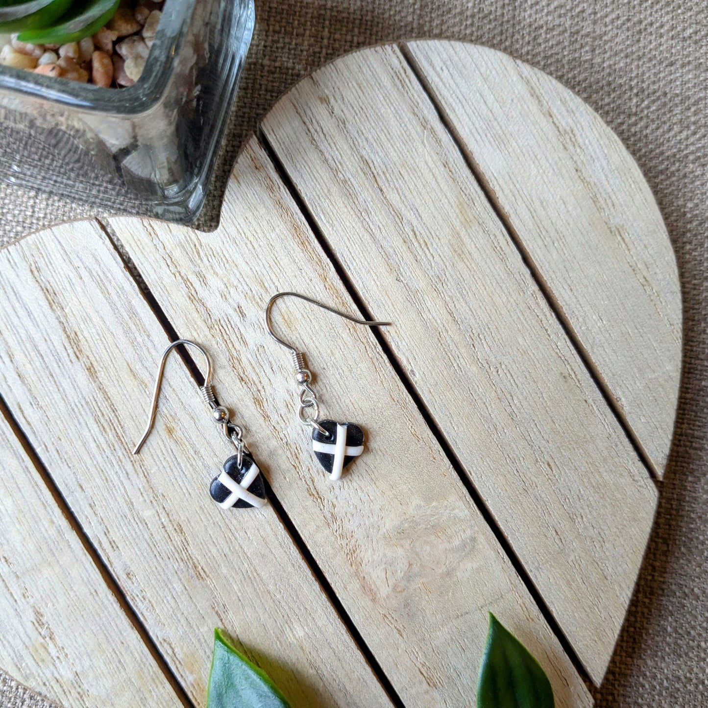 Mini St Piran heart drop earrings