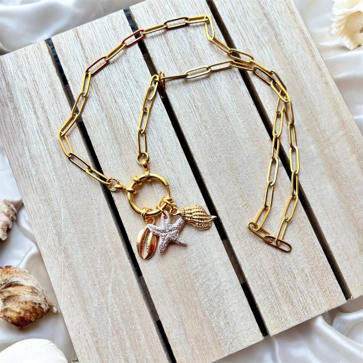 Gold charm necklace