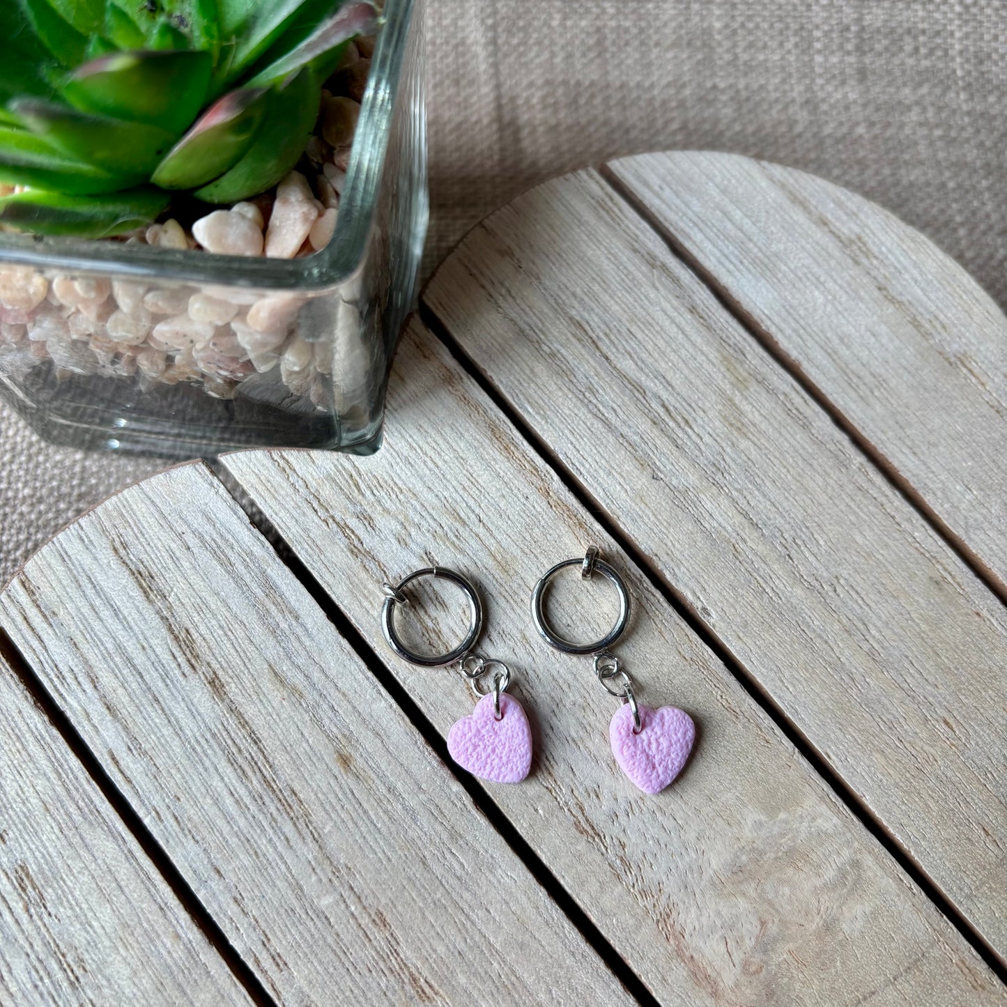 Clip on heart hoops
