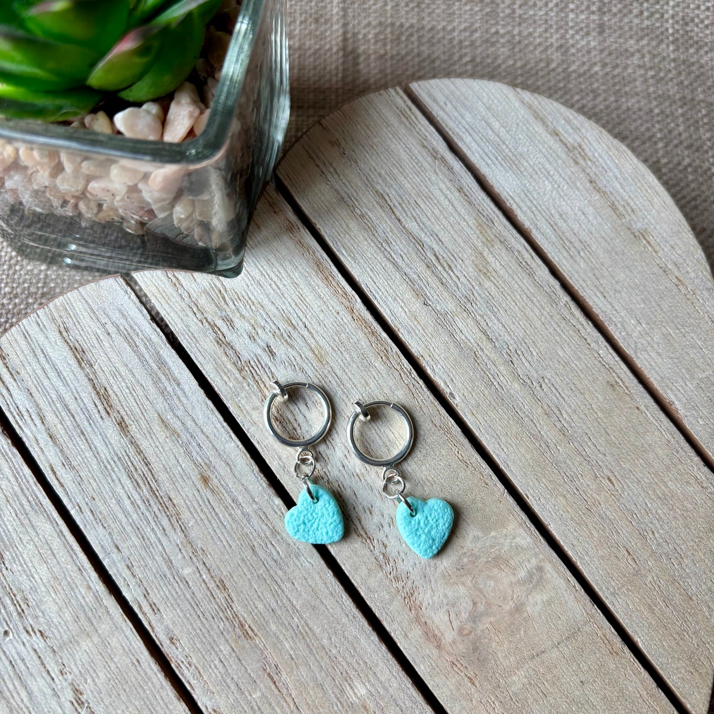 Clip on heart hoops