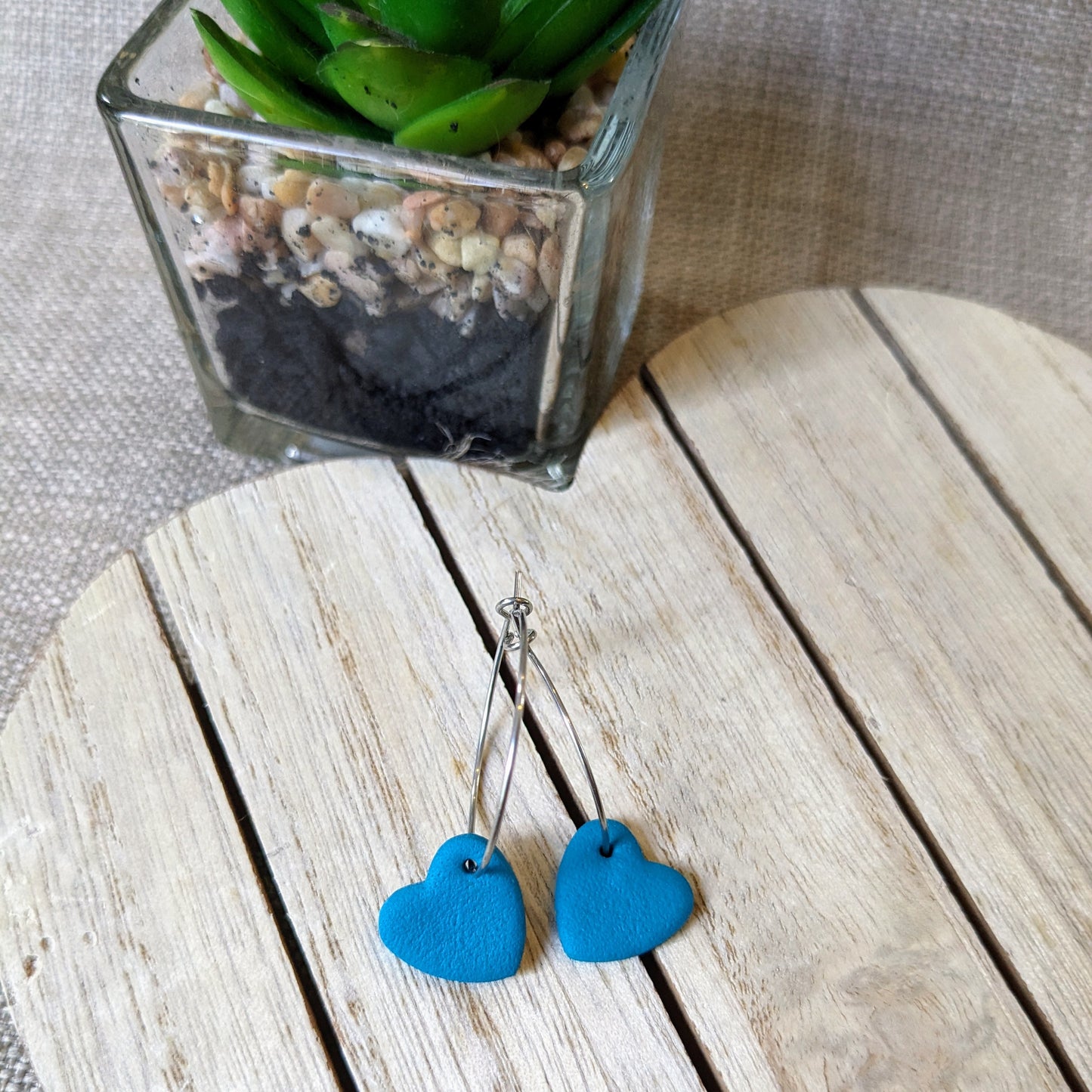 Teal heart hoops