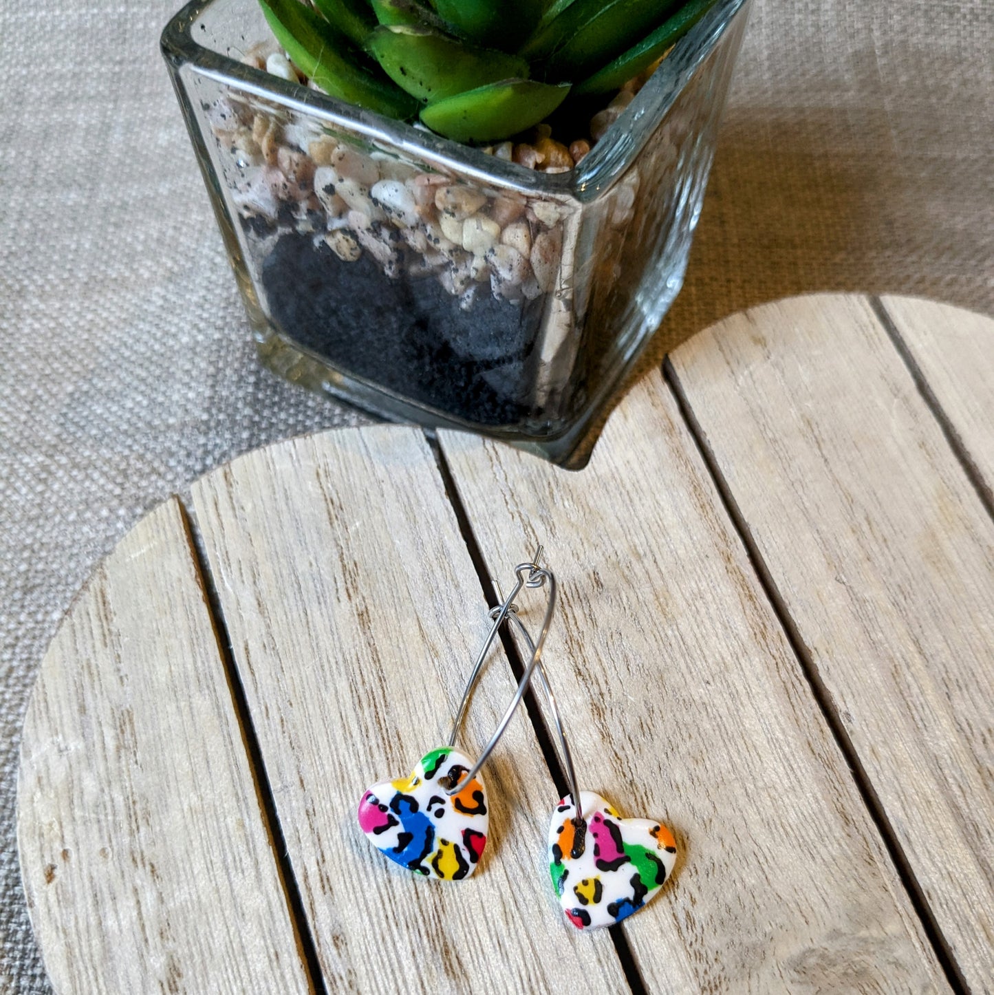 Rainbow leopard hoops