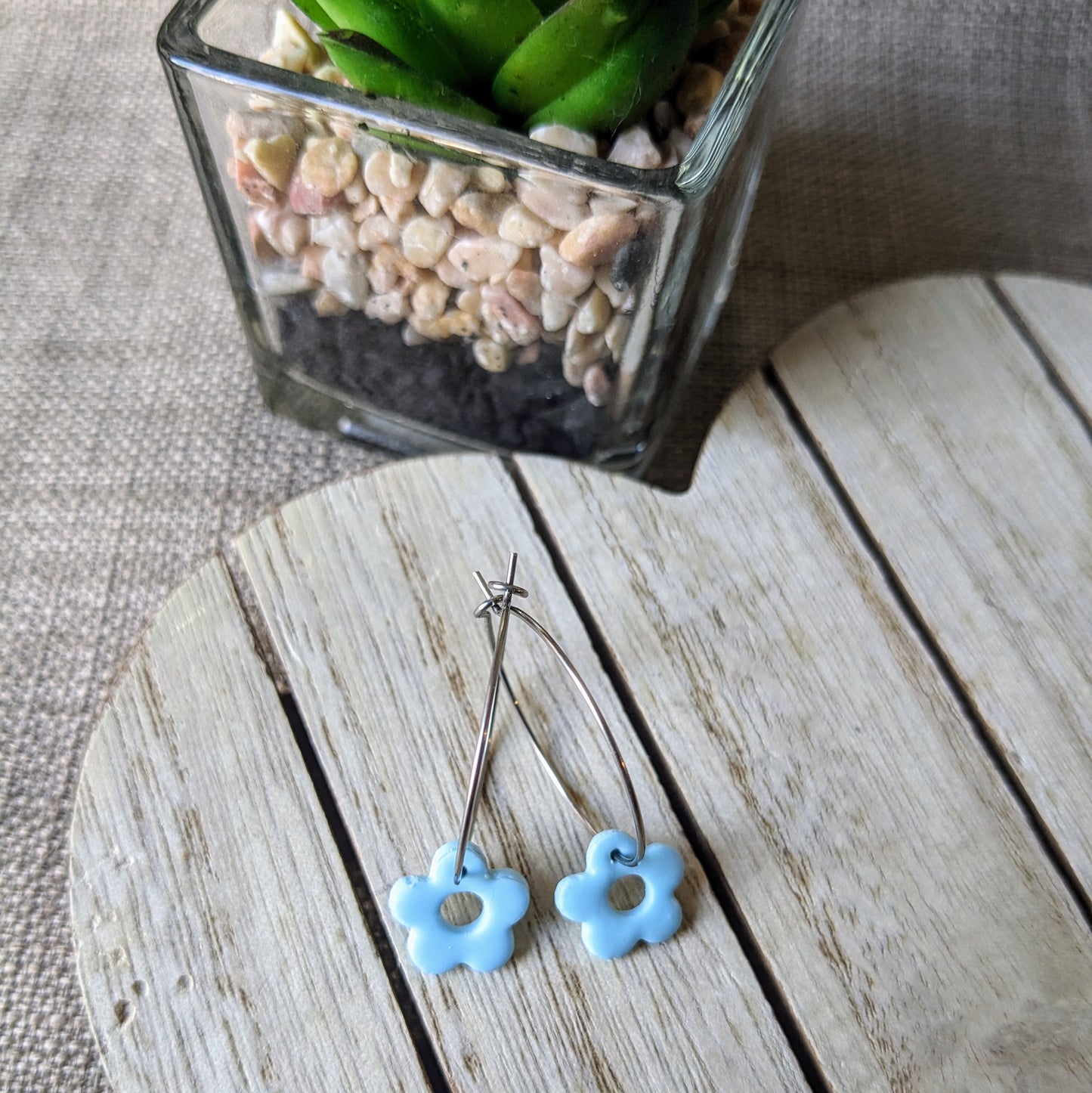 Blue flower hoops