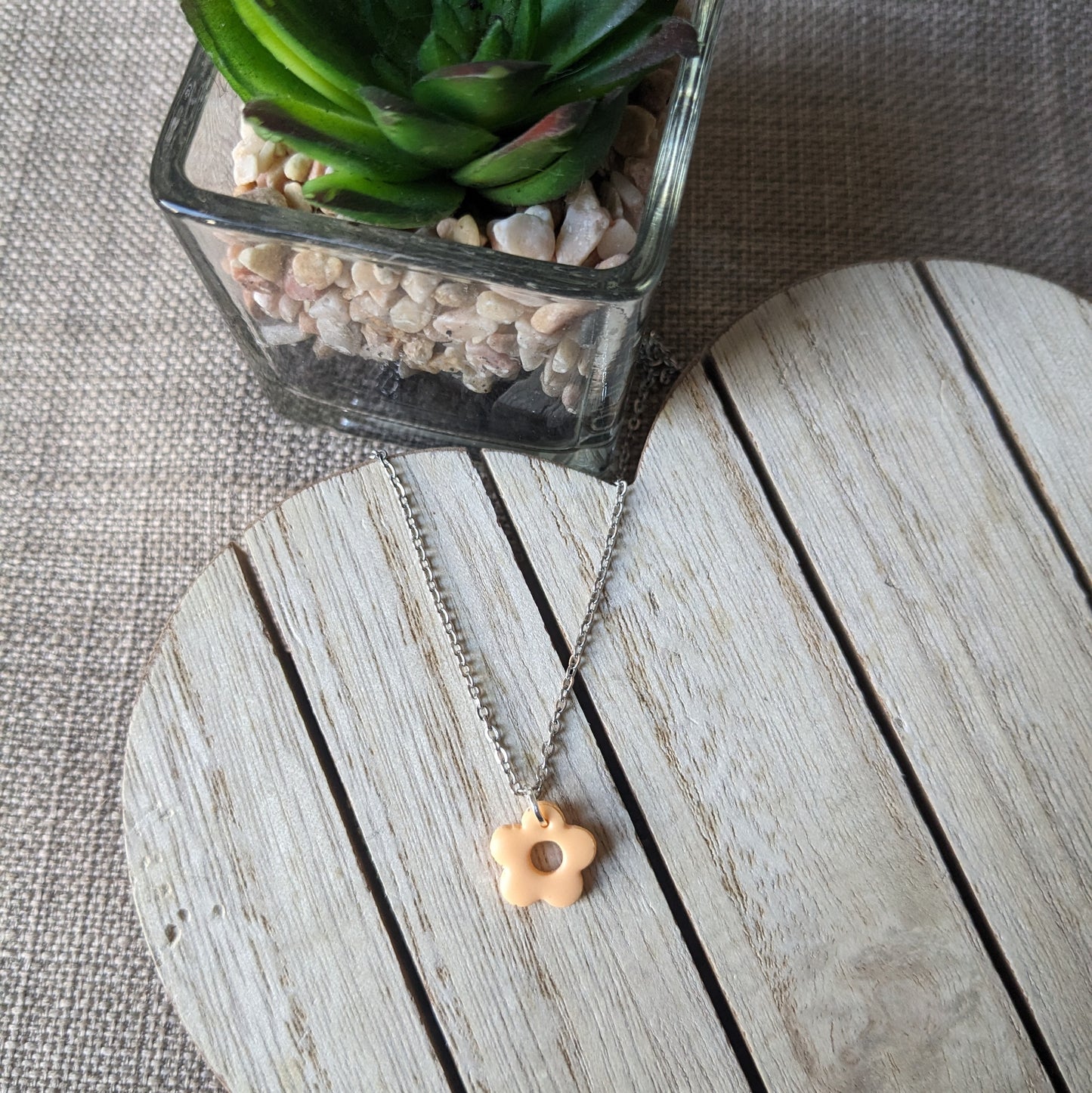Peach flower necklace