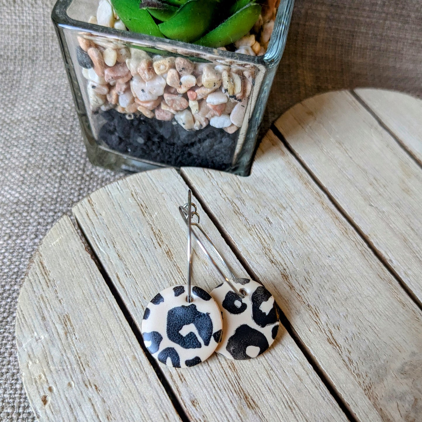 Nude leopard hoops