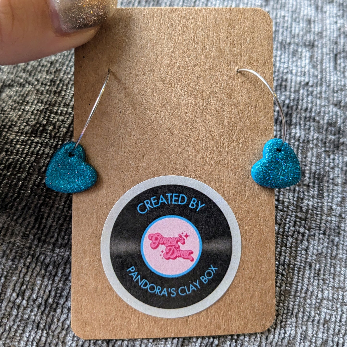 Teal glitter hoops