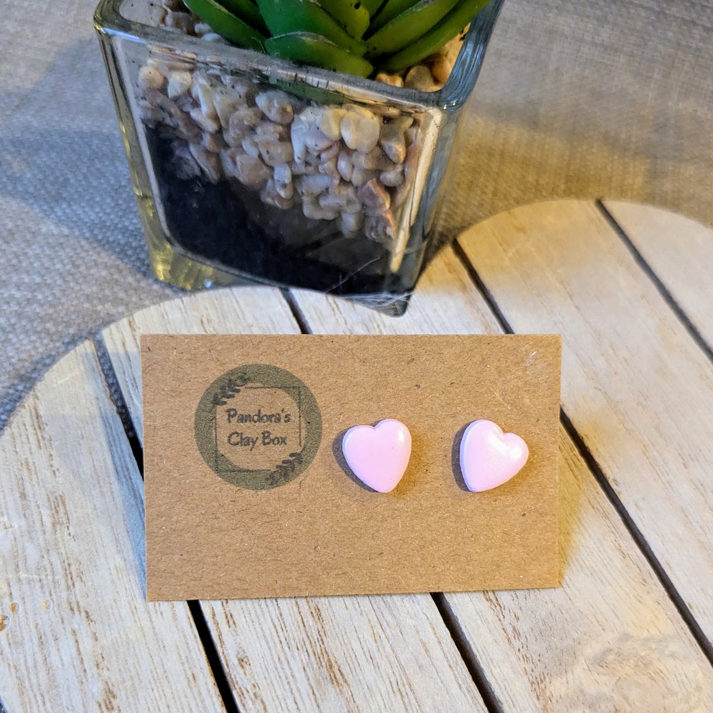 Pink heart studs