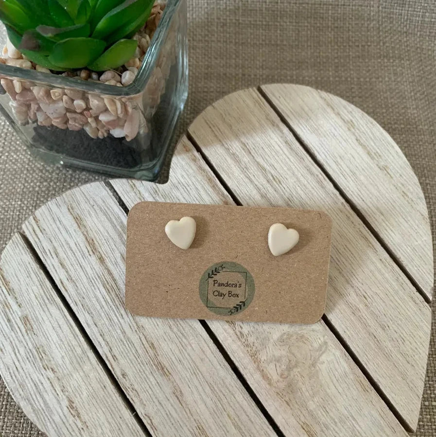 Nude heart studs