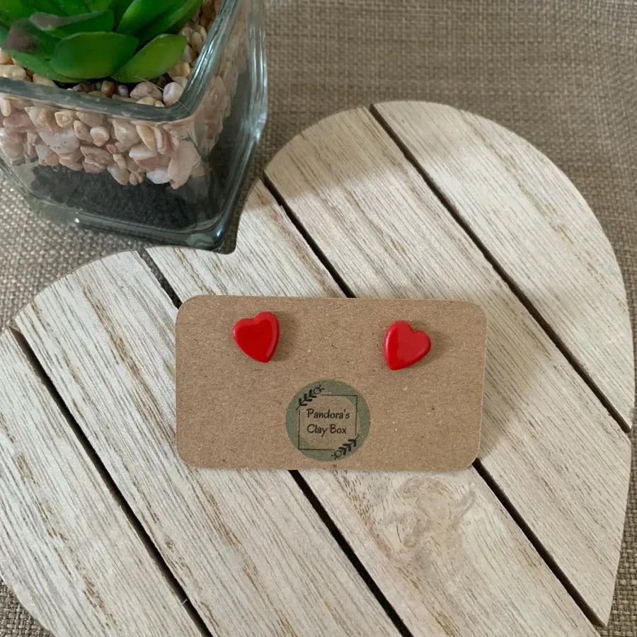 Red heart studs