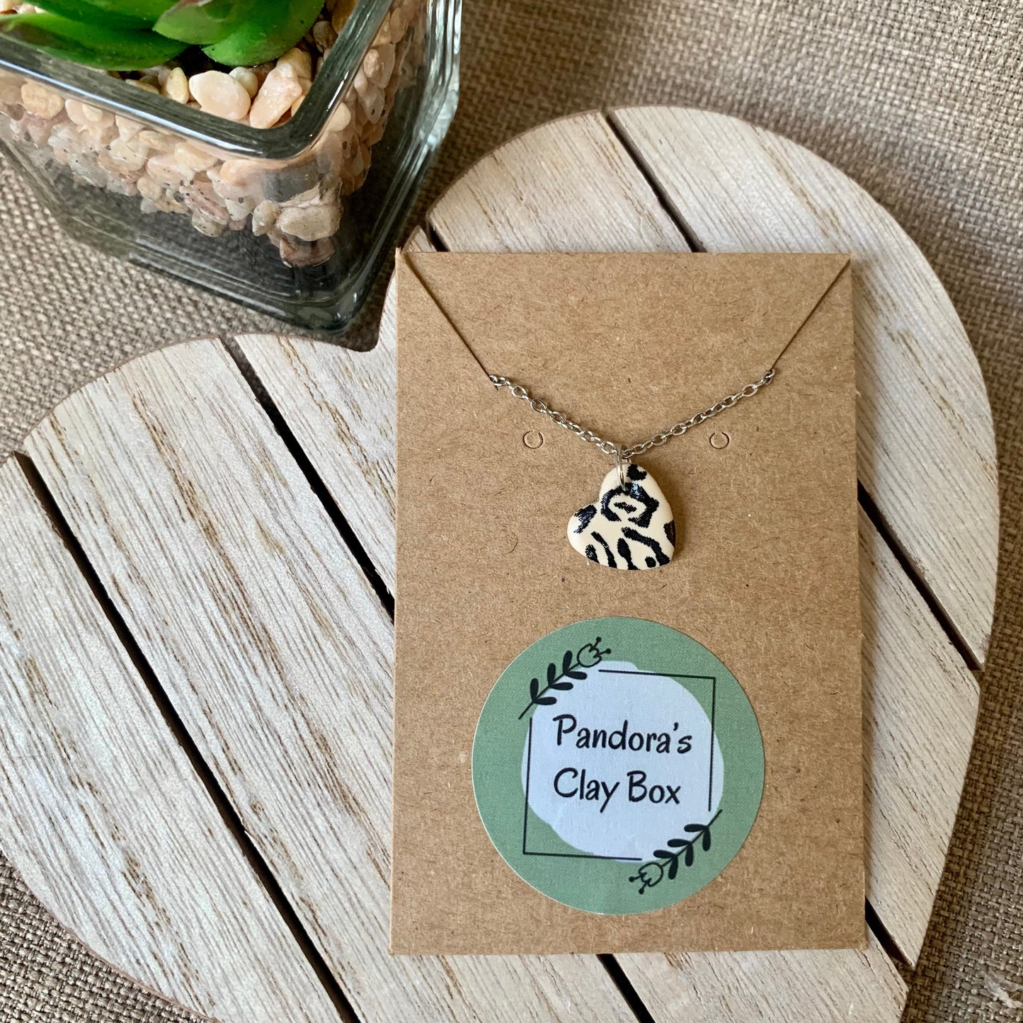 Leopard heart necklace