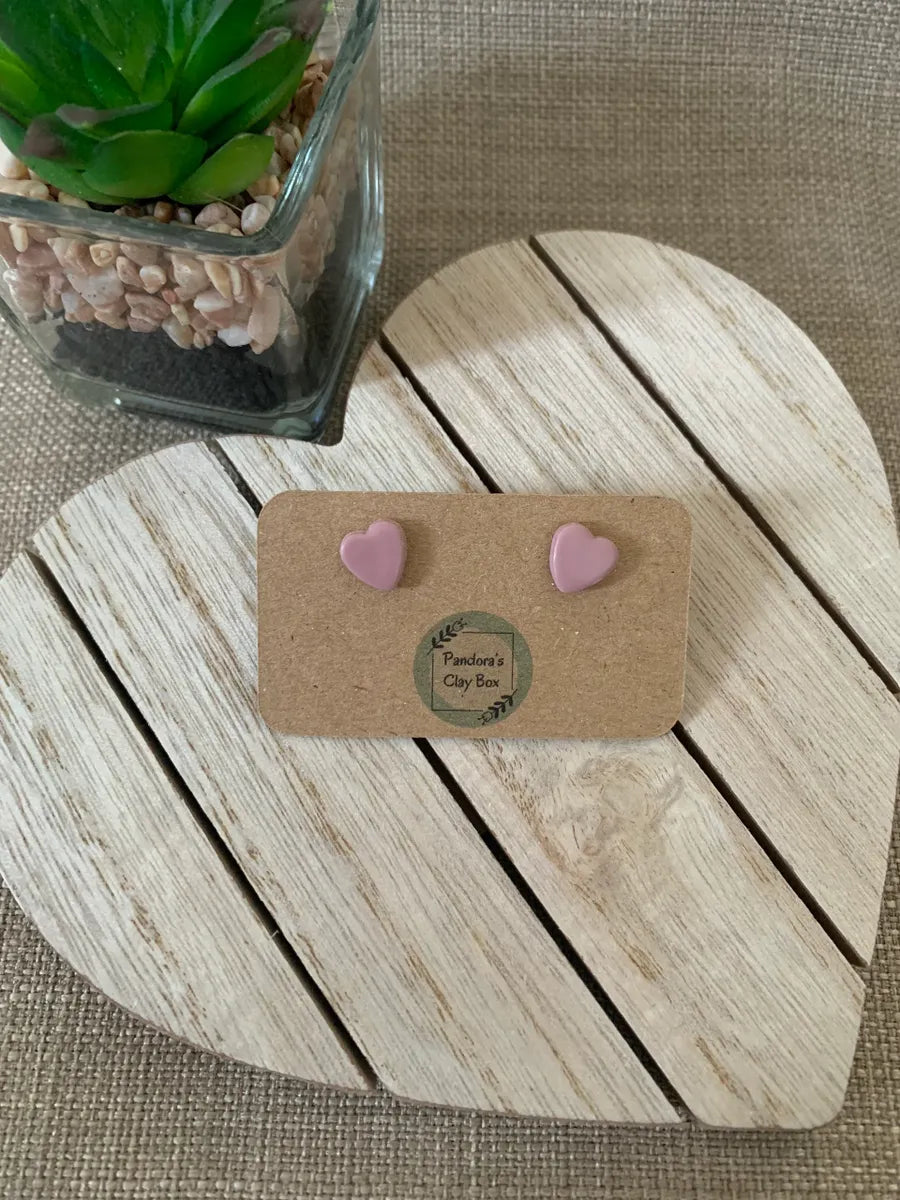 Blush heart studs