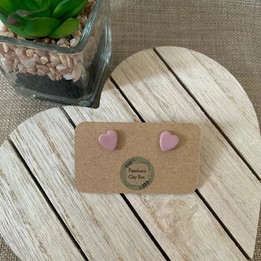 Blush heart studs