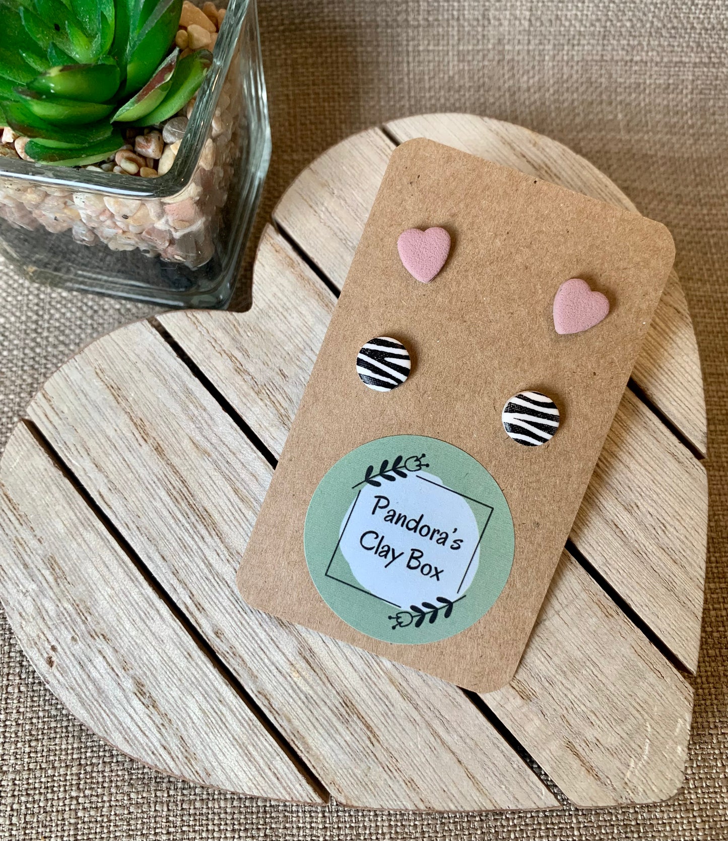 Blush/zebra stud duo