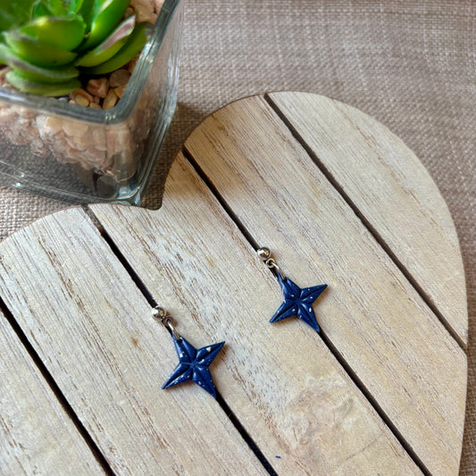 Navy star stud drops
