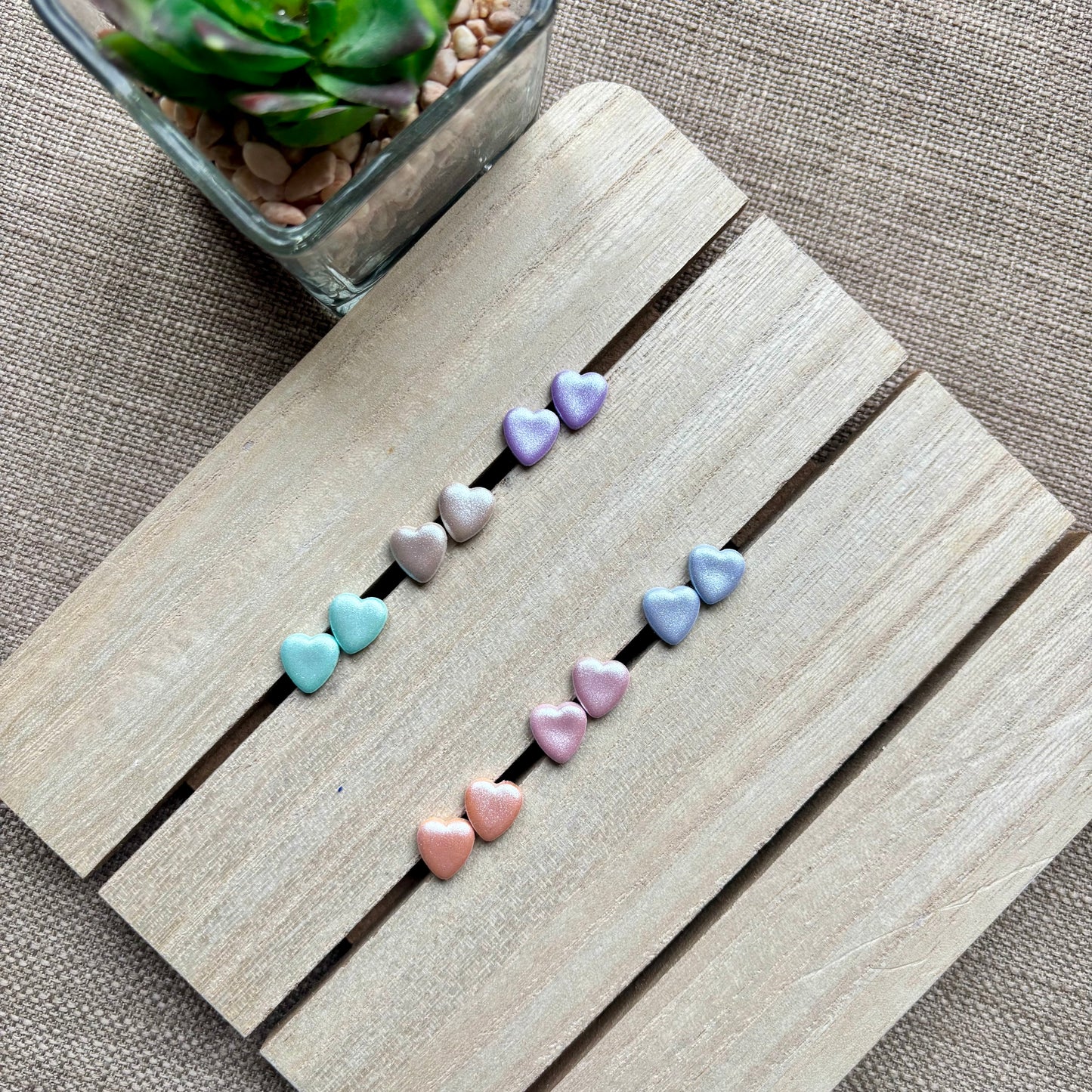 Iridescent heart studs