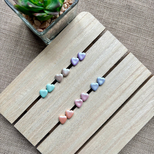Iridescent heart studs
