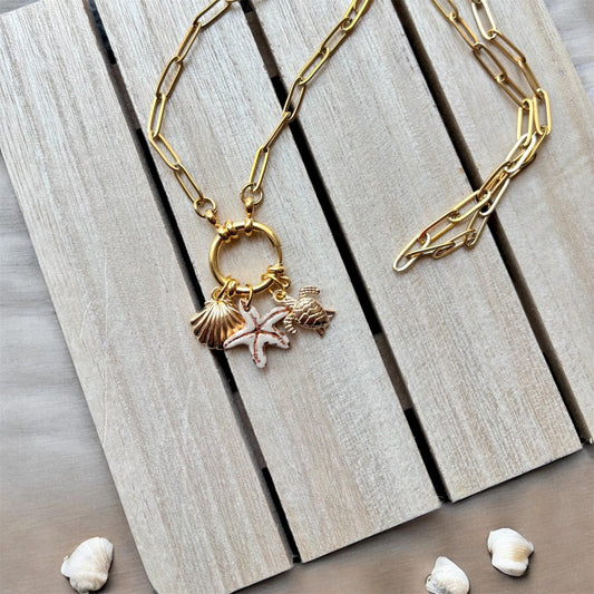 Gold charm necklace