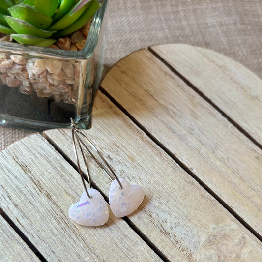 Opal heart hoops
