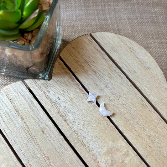 Opal moon/star studs