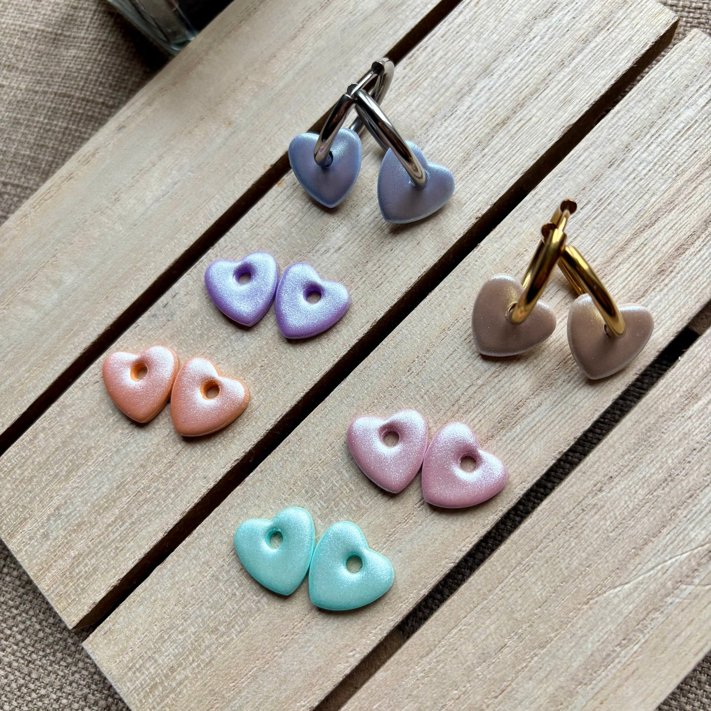 Iridescent heart hoops