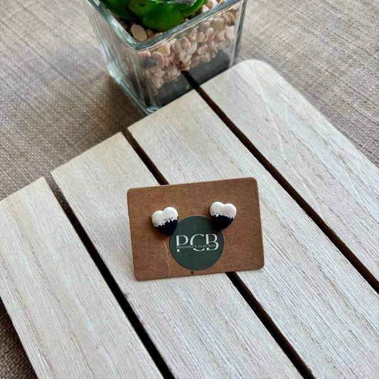 Monochrome heart studs