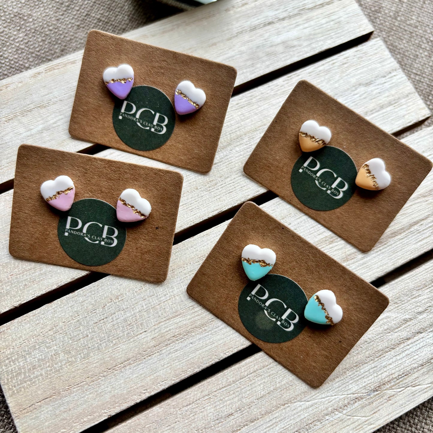 Pastel heart studs