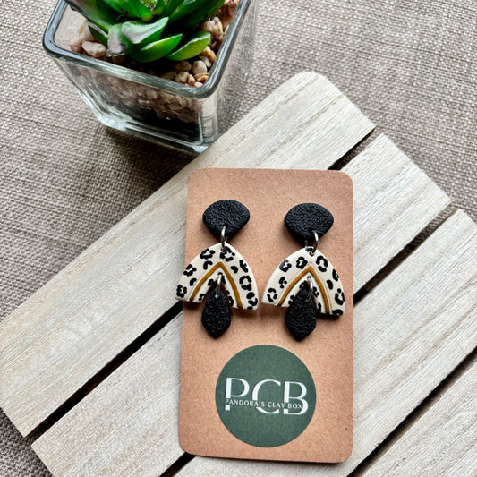 Leopard drop earrings