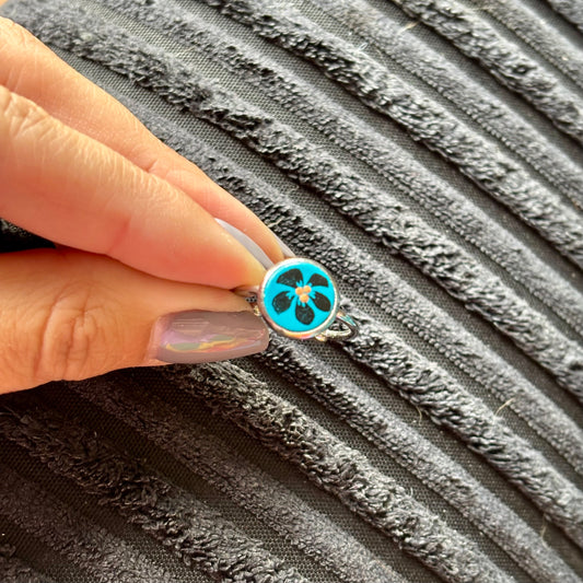 Teal flower ring
