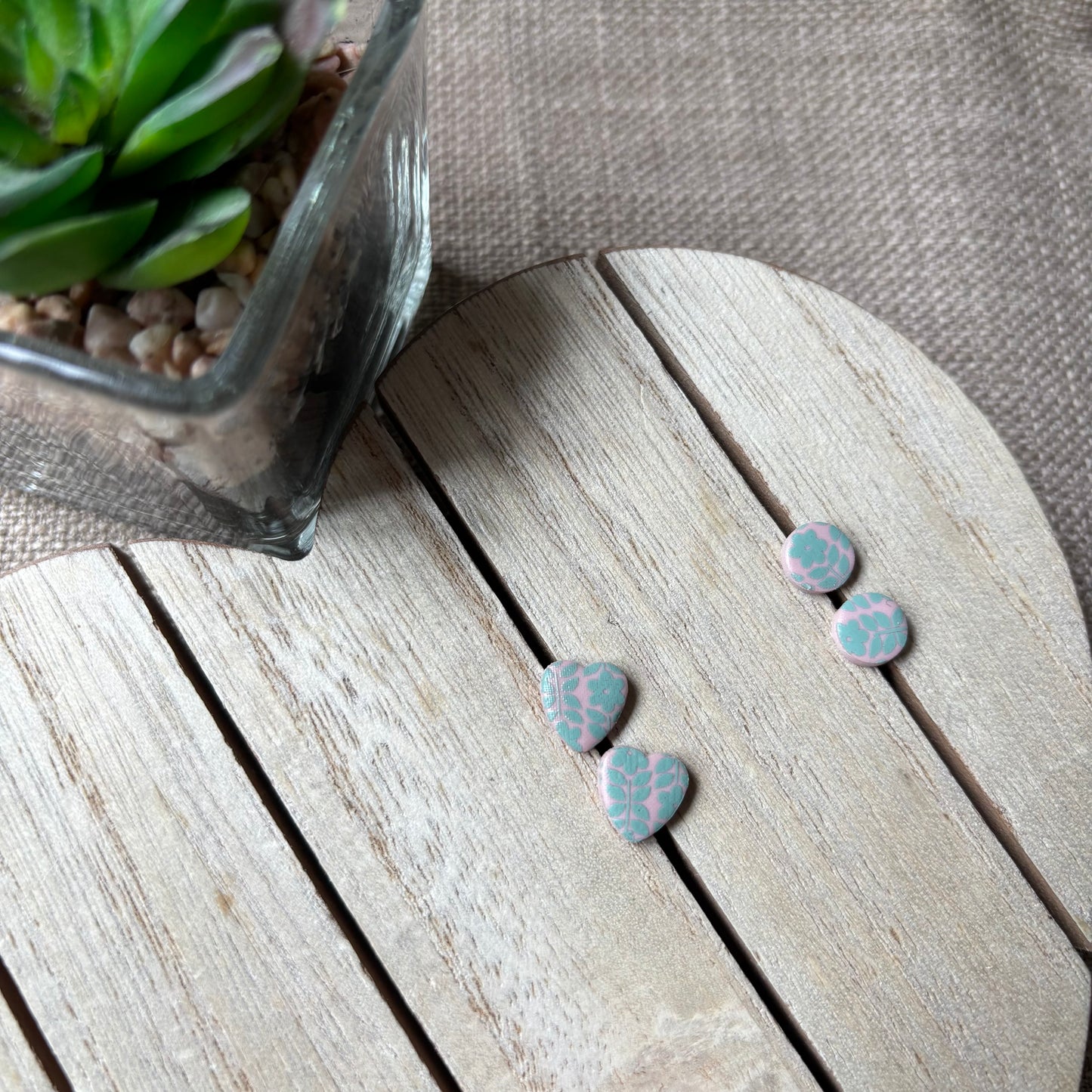 Sage print studs