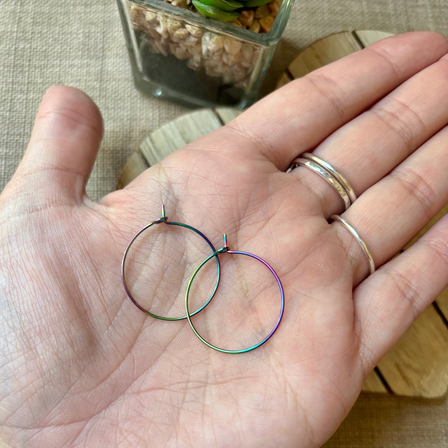 Opal effect rainbow hoops