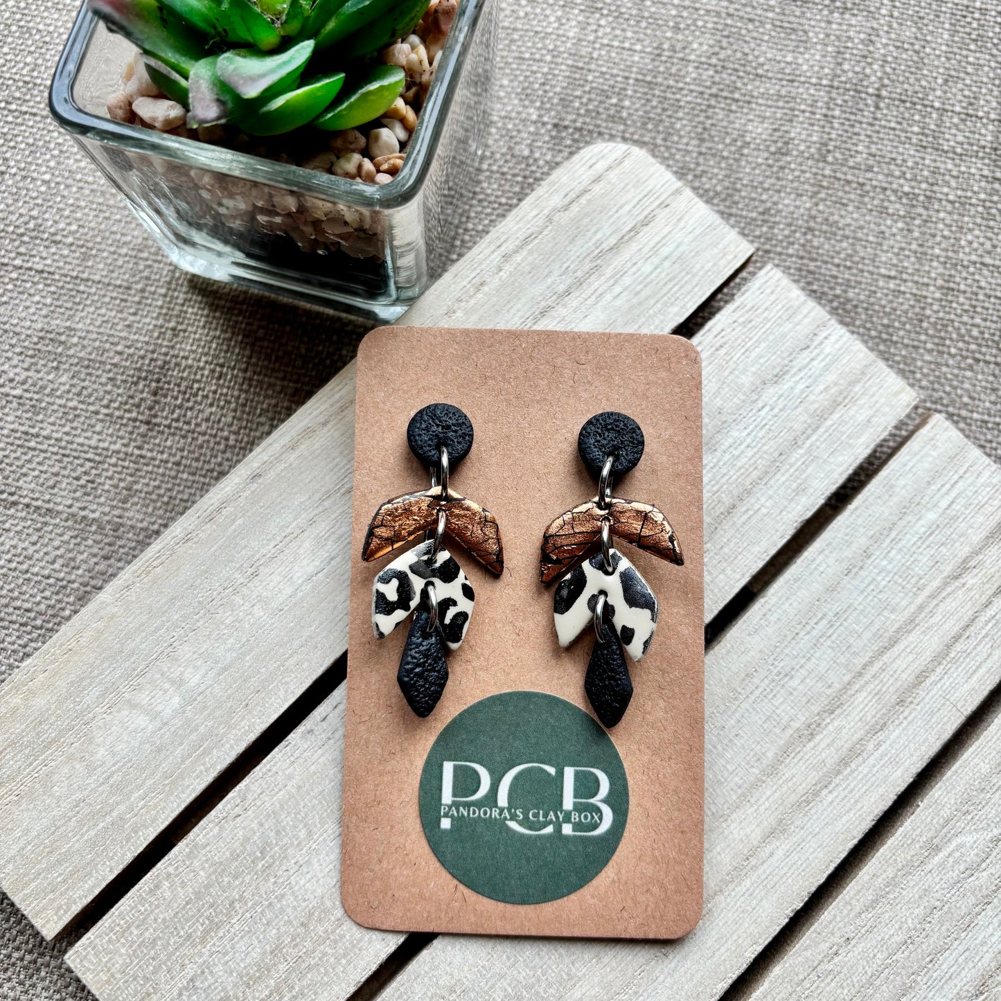 Leopard drop earrings
