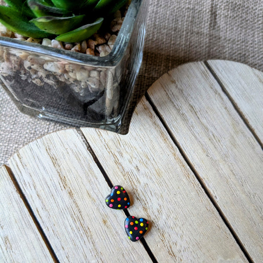 Polka heart studs