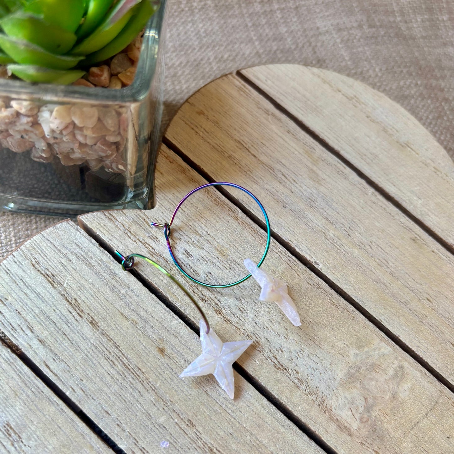 Opal effect rainbow hoops