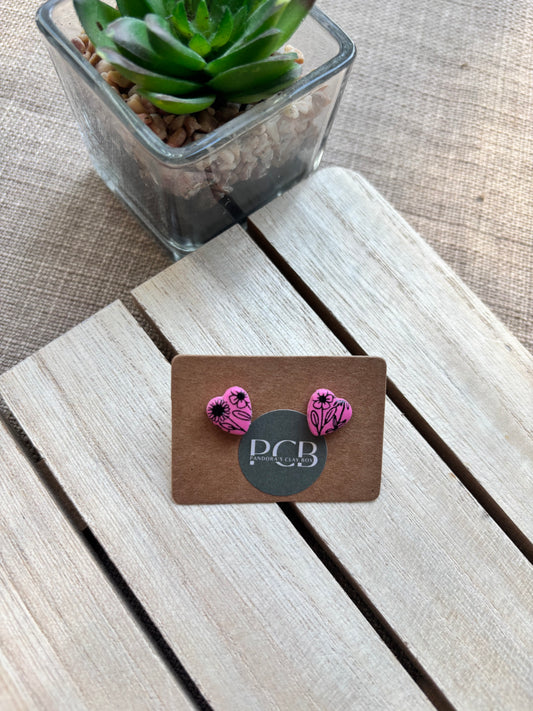 Floral studs pink