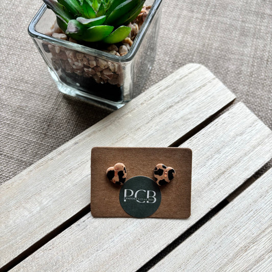 Leopard/rose gold studs