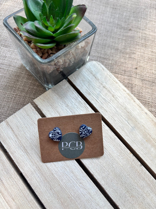 Floral studs navy