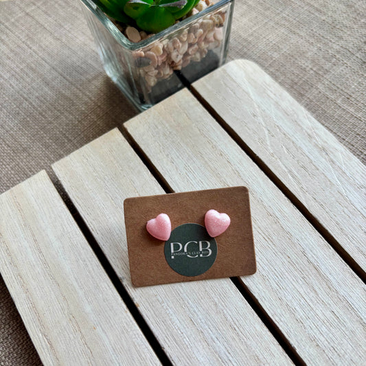 Pink heart studs