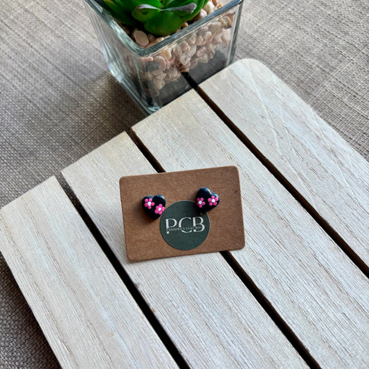 Flower heart studs