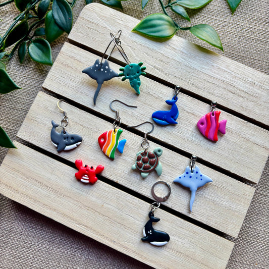 STUDS - sea animals *please see 2nd photo for rough sizing*