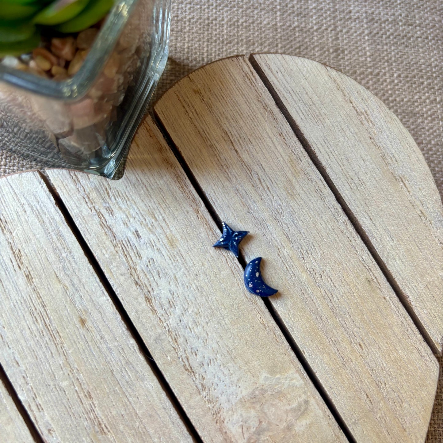 Navy moon/star studs
