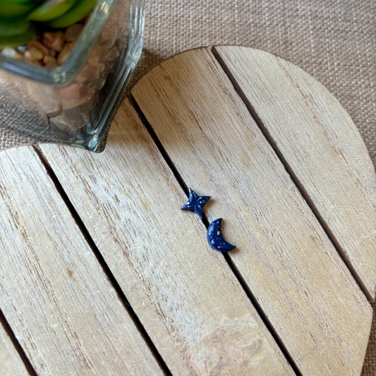 Navy moon/star studs