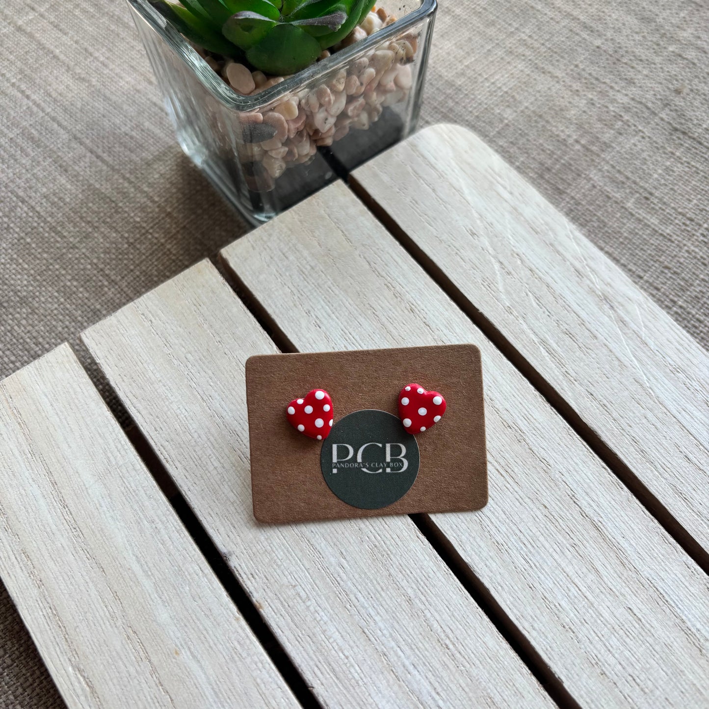 Polka heart studs